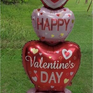 45 Inch Valentine Stand Pedestal Love Heart Shape Foil Balloon